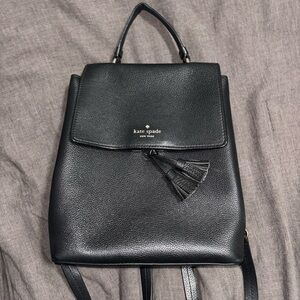 Kate Spade Black Pebbled Leather Backpack